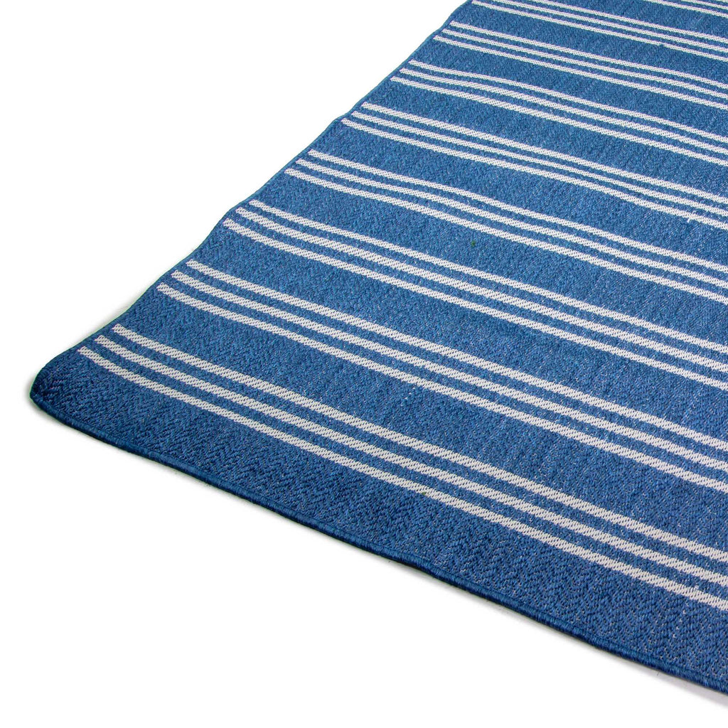 Tappeto da esterno polipropilene righe azzurro rettangolare cm160x230