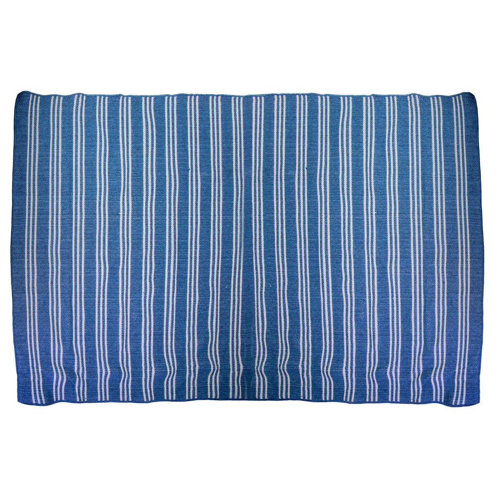 Tappeto da esterno polipropilene righe azzurro rettangolare cm160x230