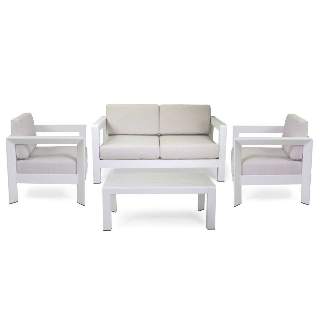 Salotto alluminio El Paso 2 posti bianco con cuscini