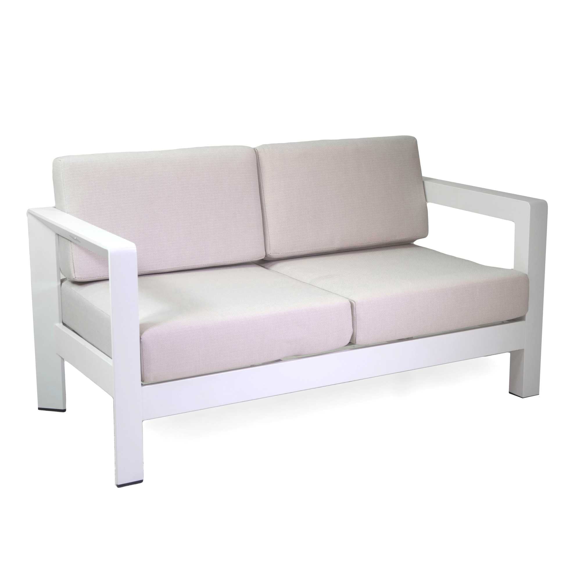 Salotto alluminio El Paso 2 posti bianco con cuscini