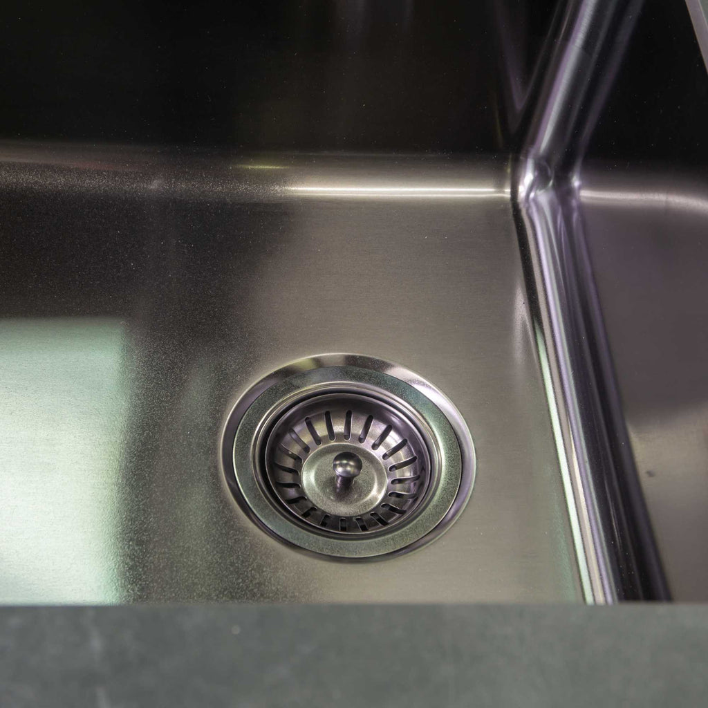 Mobile cucina alluminio Idaho c/teak e pietra sinterizzata antracite cm180x65h90