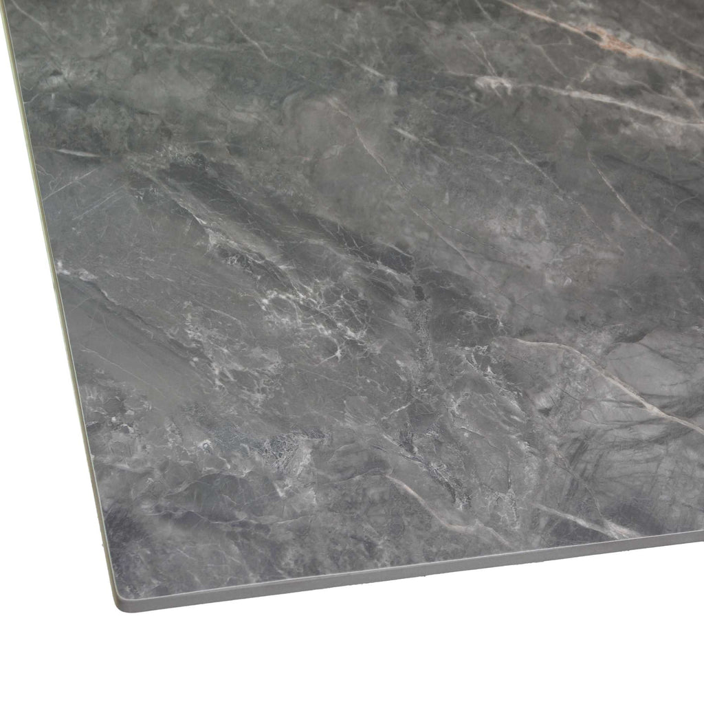 Tavolino metallo top pietra sinterizzata grigio cm65x65h45