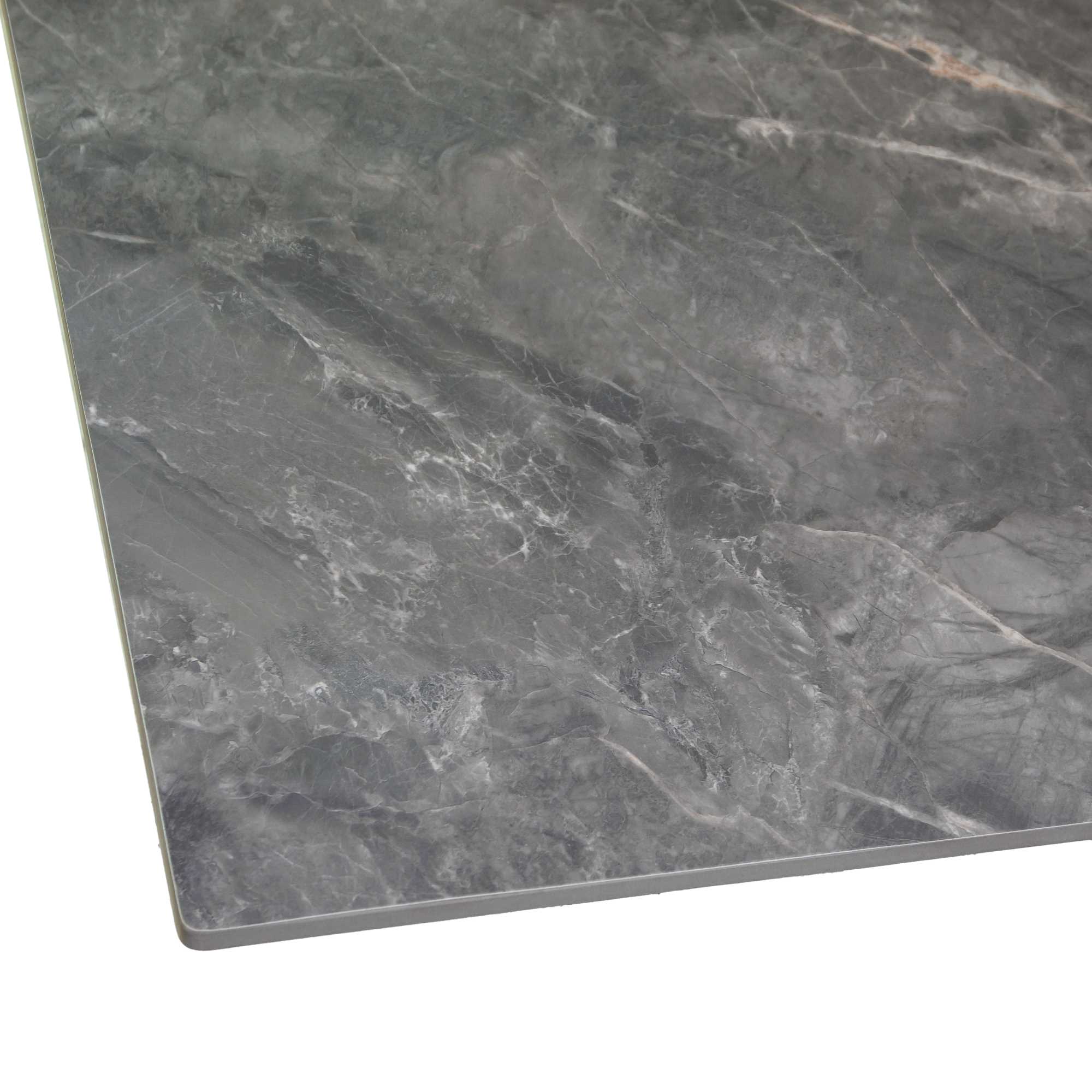 Tavolino metallo top pietra sinterizzata grigio cm65x65h45