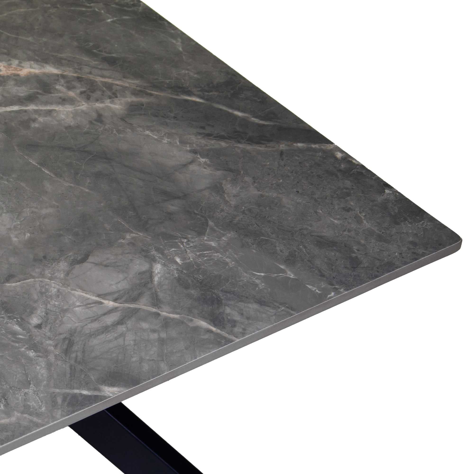 Tavolino metallo top pietra sinterizzata grigio cm65x65h45