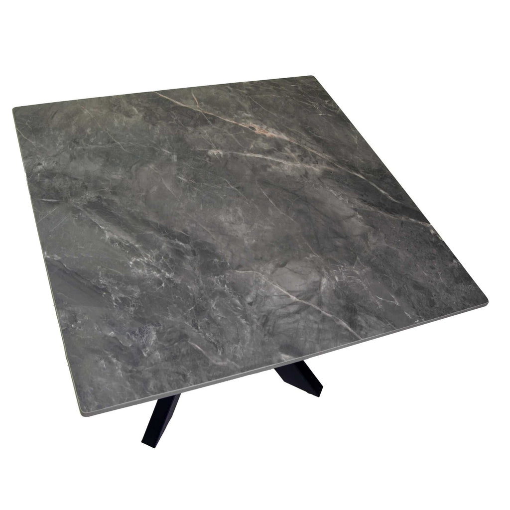 Tavolino metallo top pietra sinterizzata grigio cm65x65h45