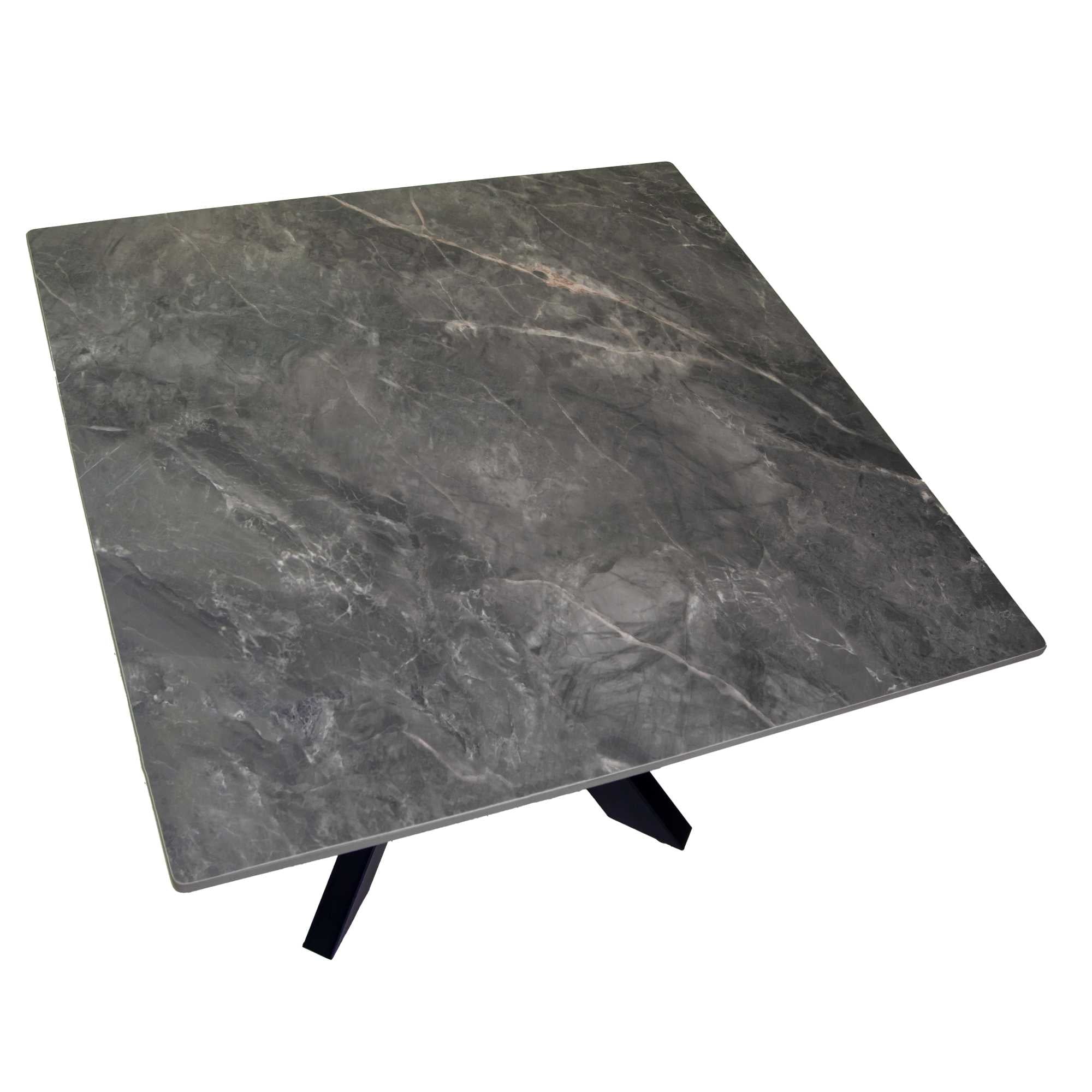 Tavolino metallo top pietra sinterizzata grigio cm65x65h45