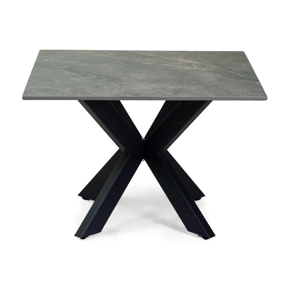Tavolino metallo top pietra sinterizzata grigio cm65x65h45