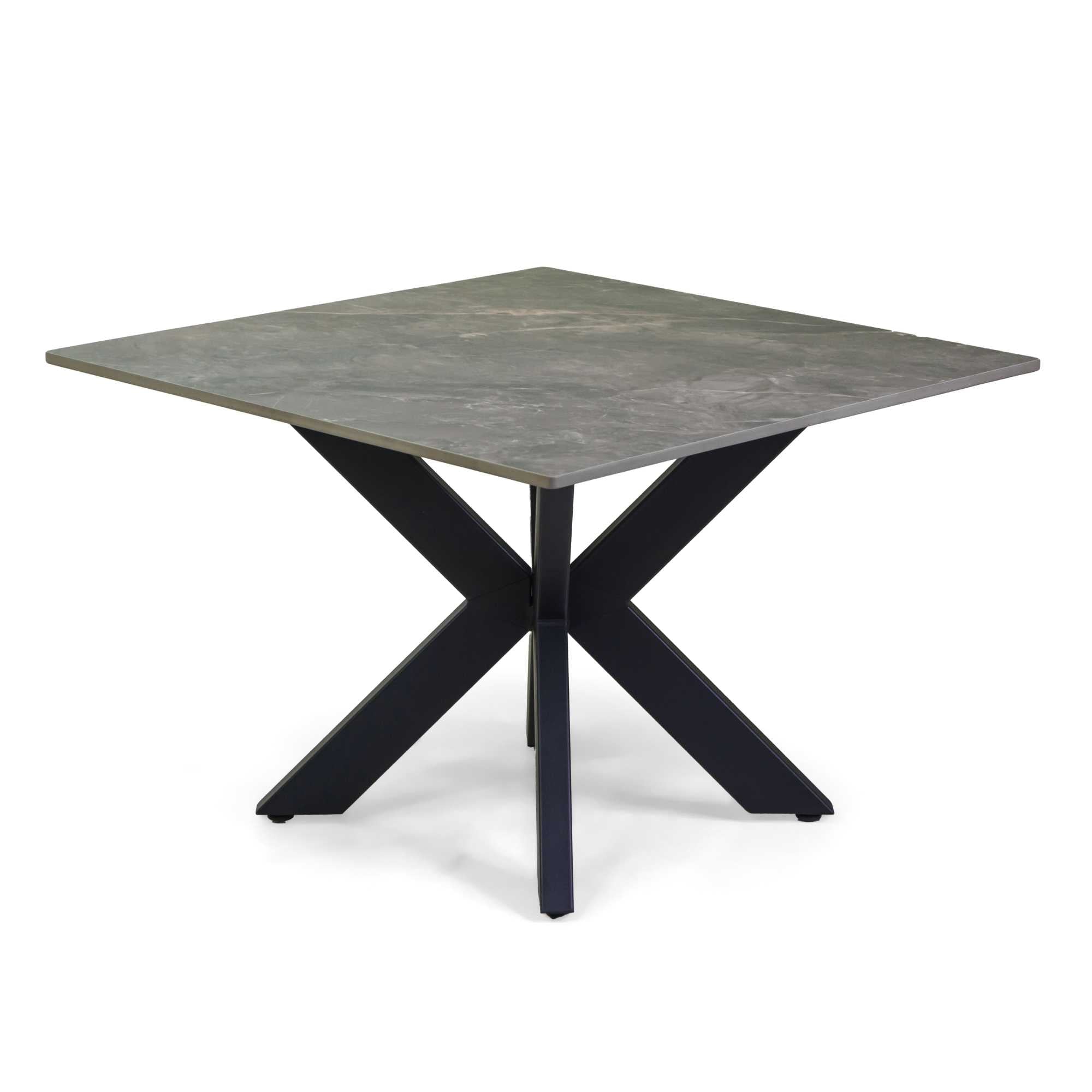 Tavolino metallo top pietra sinterizzata grigio cm65x65h45