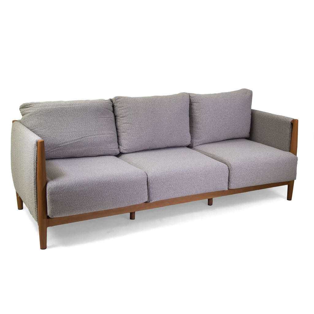 Salotto alluminio Colton effetto legno 3 postic/ cuscini beige