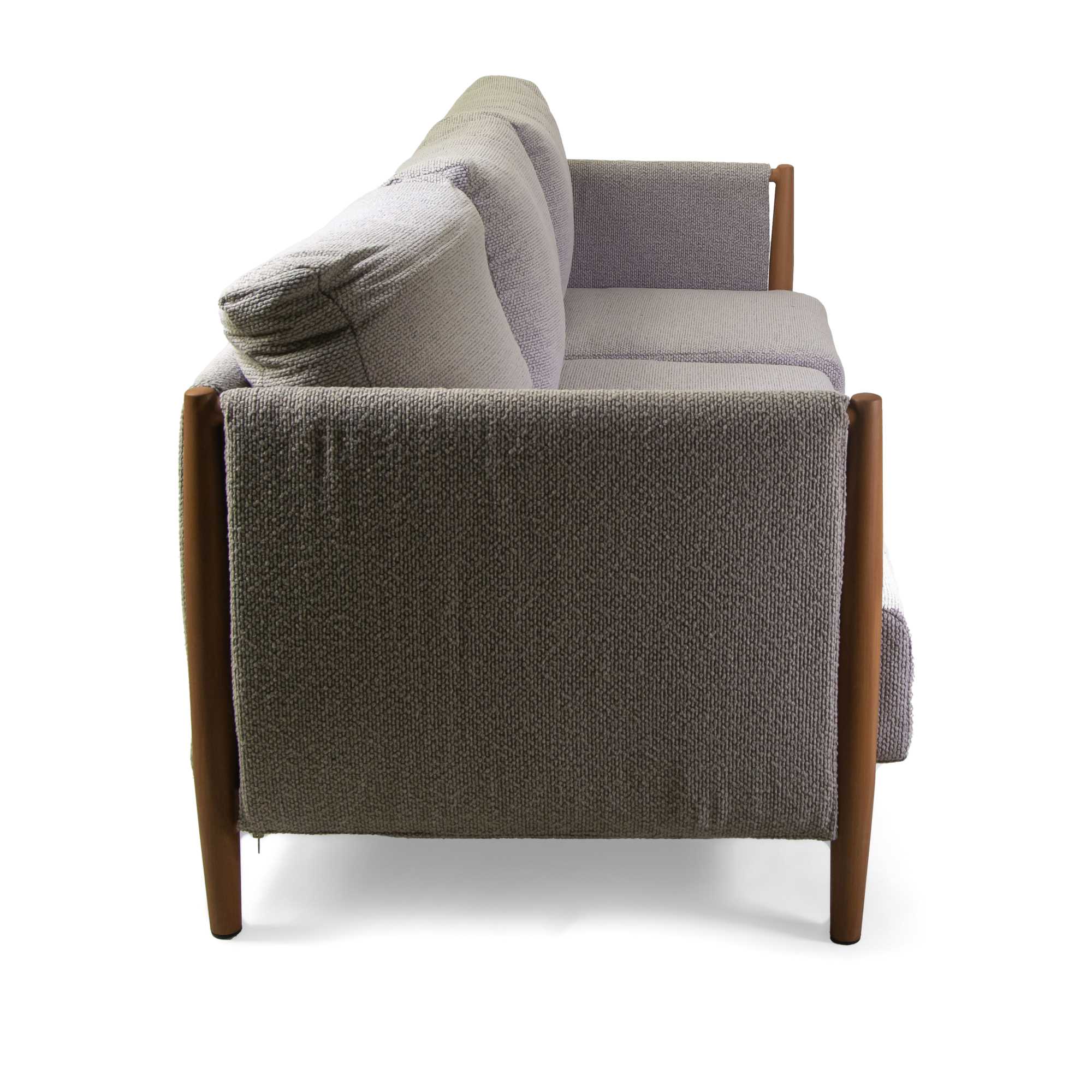 Salotto alluminio Colton effetto legno 3 postic/ cuscini beige