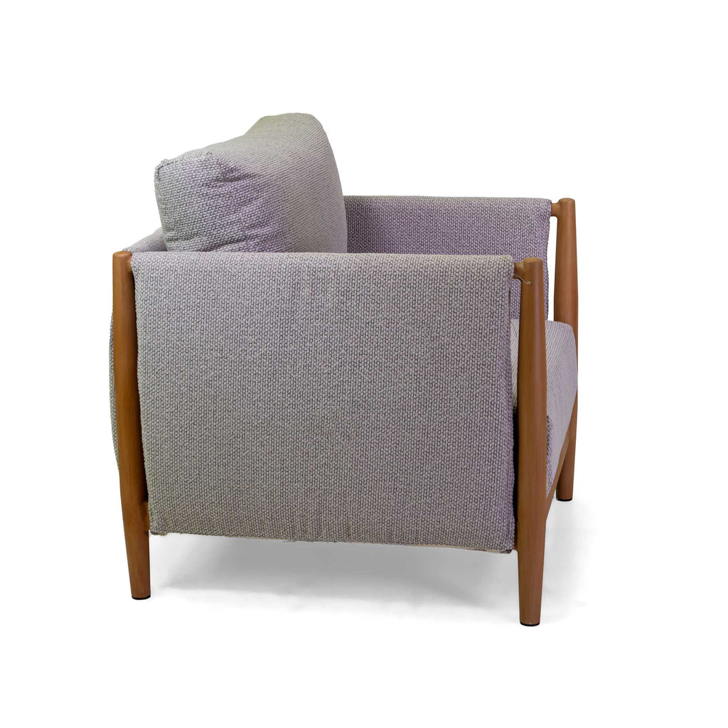 Salotto alluminio Colton effetto legno 3 postic/ cuscini beige