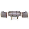 Salotto alluminio Colton effetto legno 3 postic/ cuscini beige
