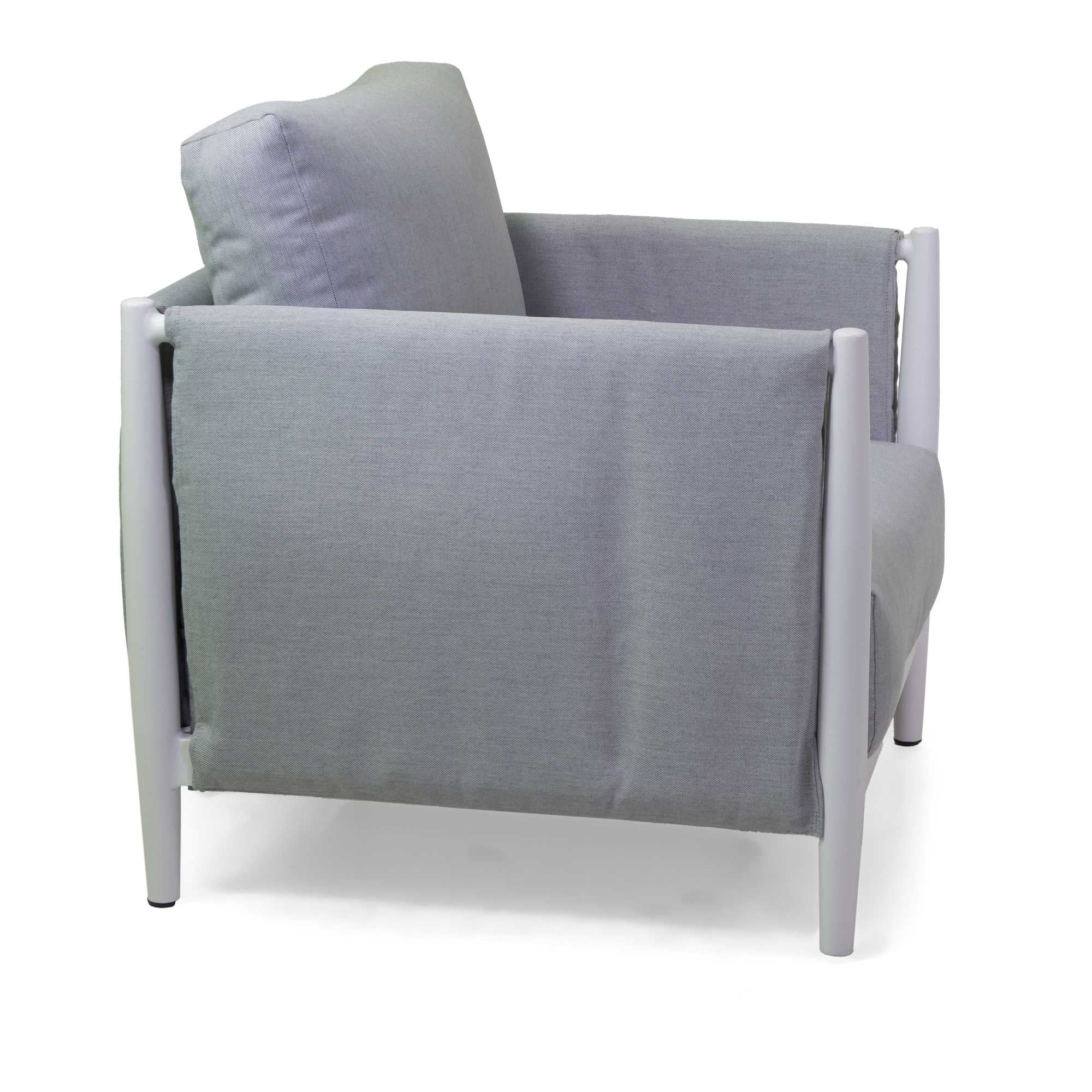 Salotto alluminio Colton bianco c/ cuscini grigio