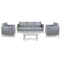 Salotto alluminio Colton bianco c/ cuscini grigio