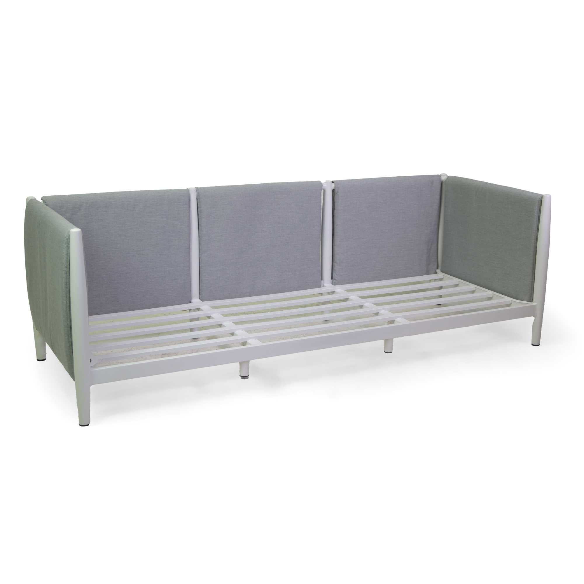 Salotto alluminio Colton bianco c/ cuscini grigio