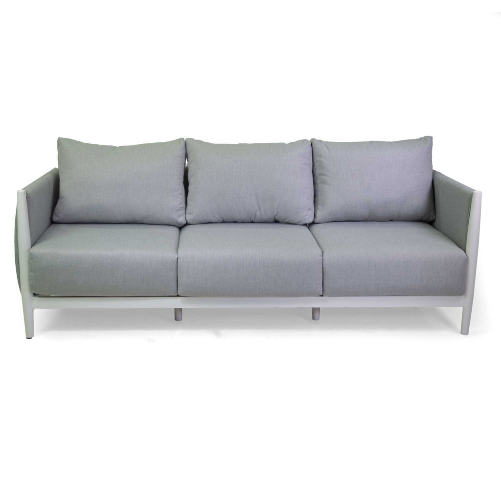 Salotto alluminio Colton bianco c/ cuscini grigio