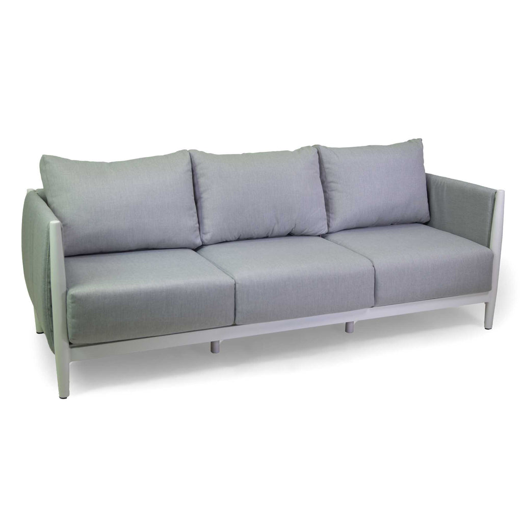 Salotto alluminio Colton bianco c/ cuscini grigio