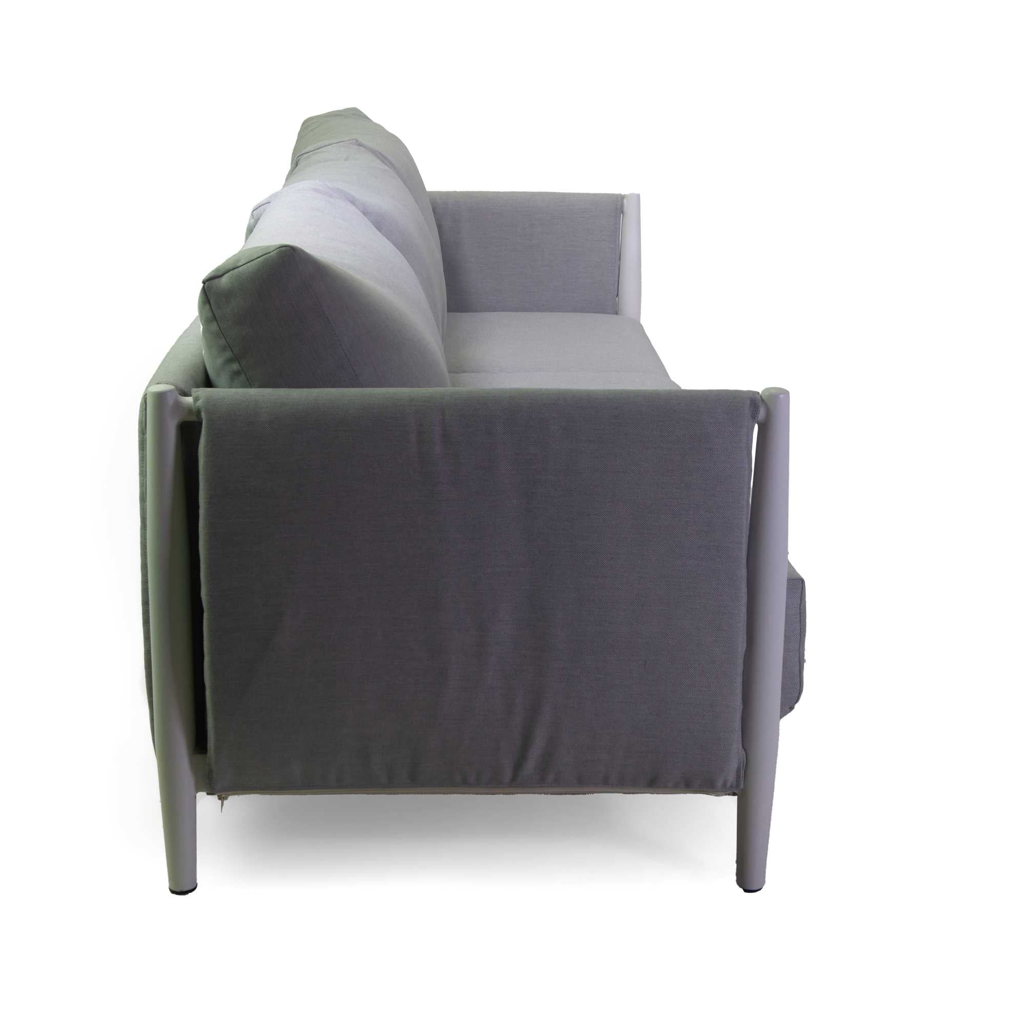 Salotto alluminio Colton bianco c/ cuscini grigio