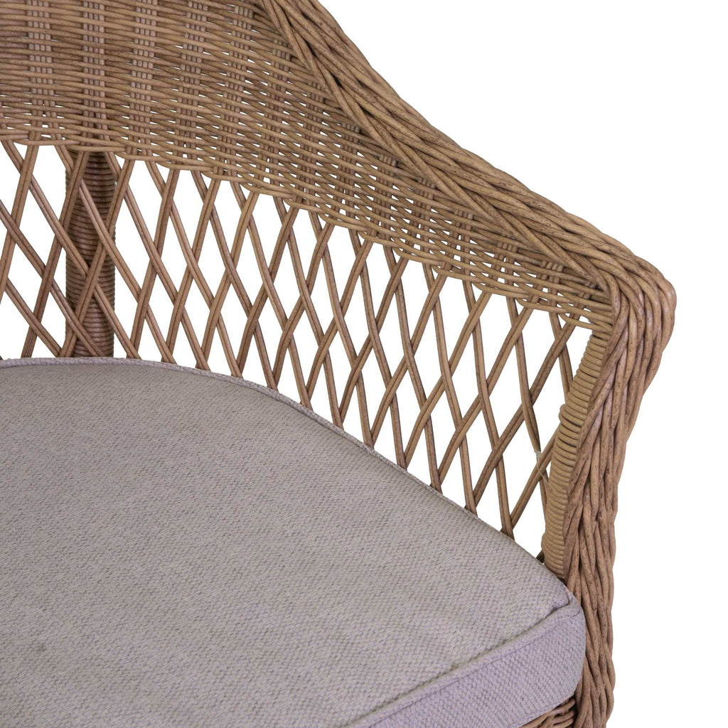 Poltrona alluminio polyrattan Murrieta naturale c/cuscino cm62x66h88
