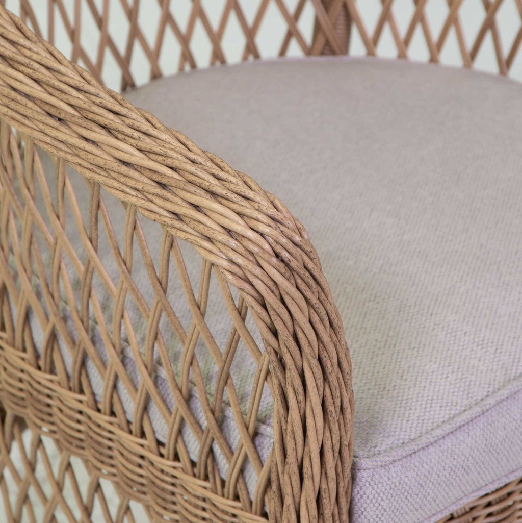 Poltrona alluminio polyrattan Murrieta naturale c/cuscino cm62x66h88