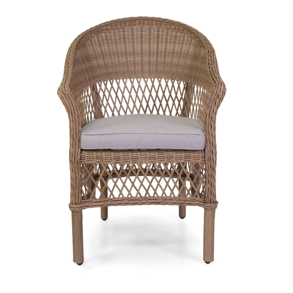 Poltrona alluminio polyrattan Murrieta naturale c/cuscino cm62x66h88