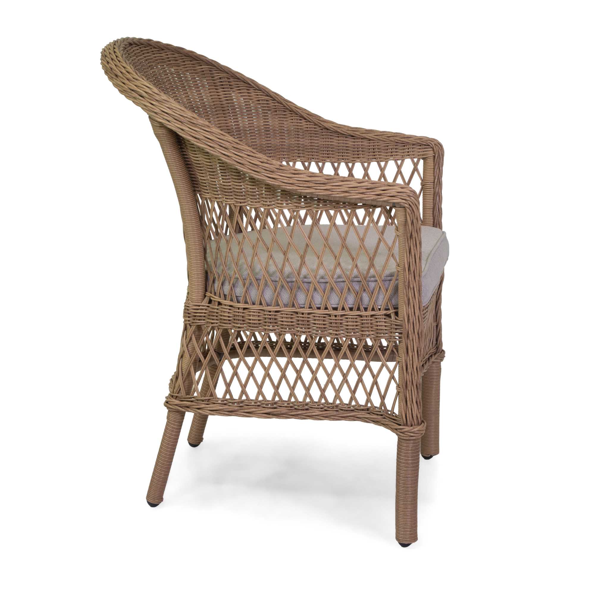 Poltrona alluminio polyrattan Murrieta naturale c/cuscino cm62x66h88