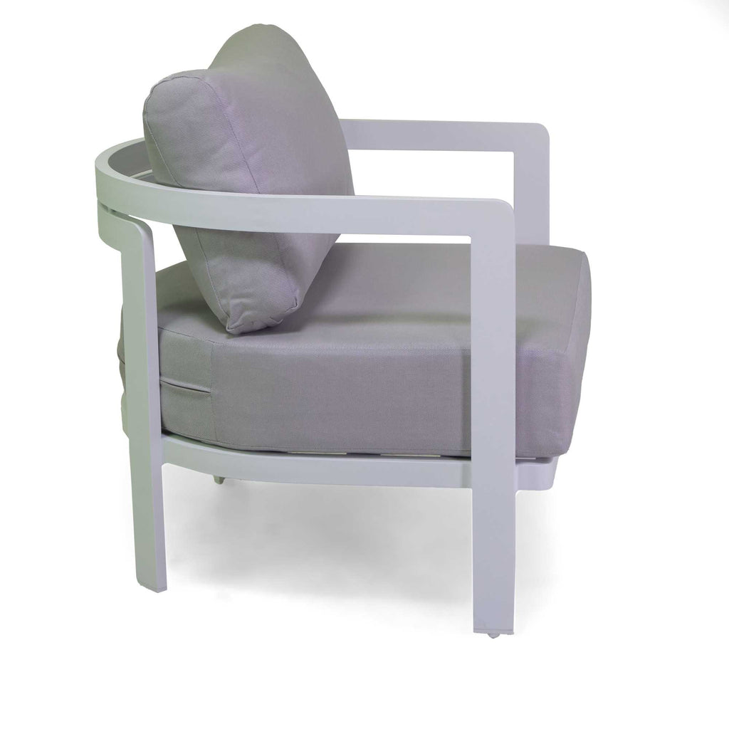 Salotto alluminio Aledo 2 posti bianco c/cuscini grigio chiaro
