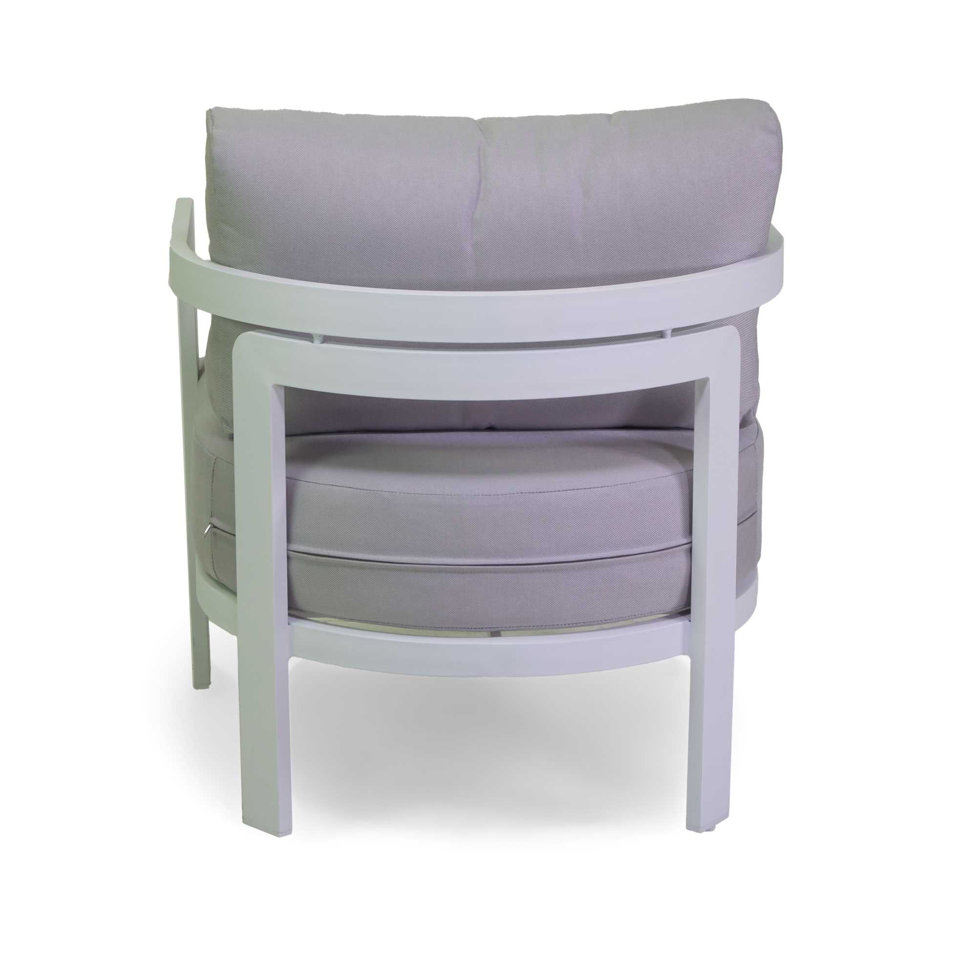 Salotto alluminio Aledo 2 posti bianco c/cuscini grigio chiaro