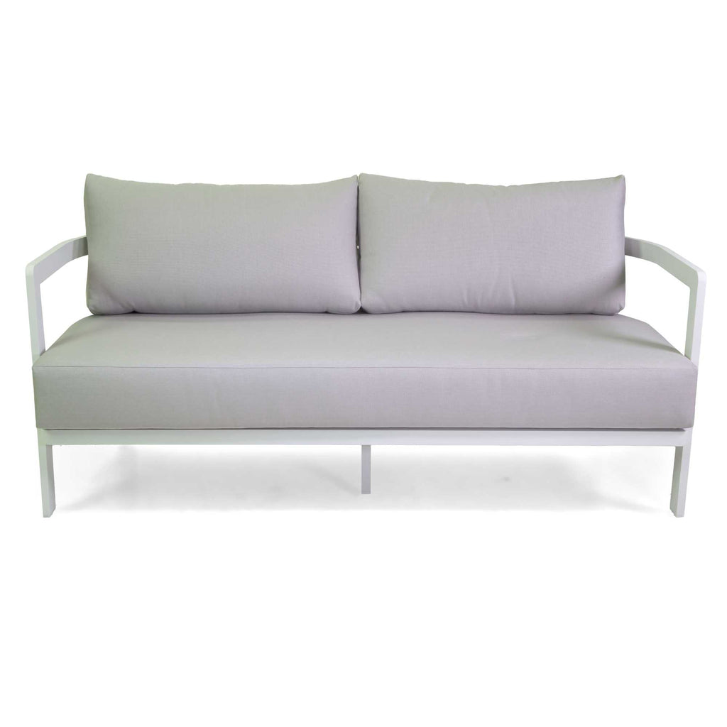 Salotto alluminio Aledo 2 posti bianco c/cuscini grigio chiaro