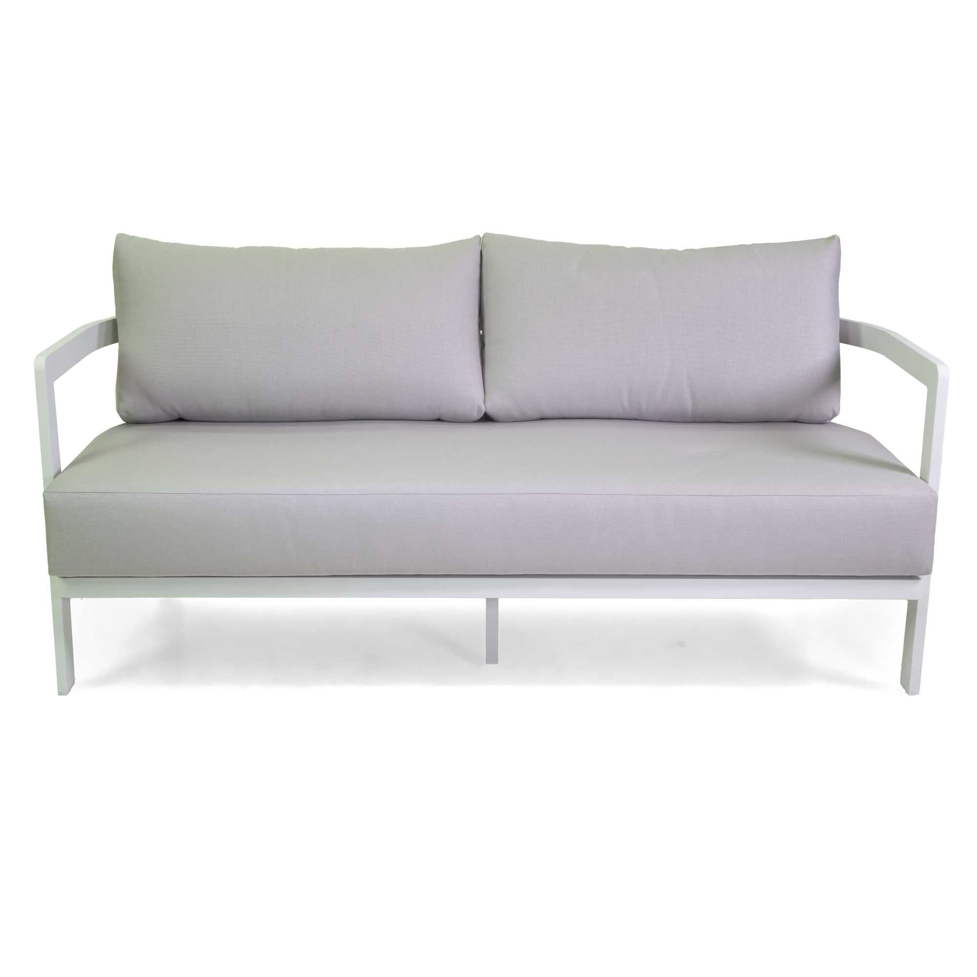 Salotto alluminio Aledo 2 posti bianco c/cuscini grigio chiaro
