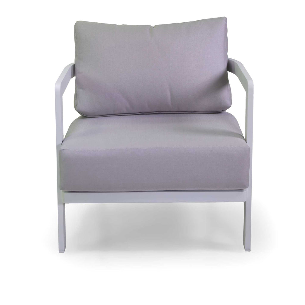 Salotto alluminio Aledo 2 posti bianco c/cuscini grigio chiaro
