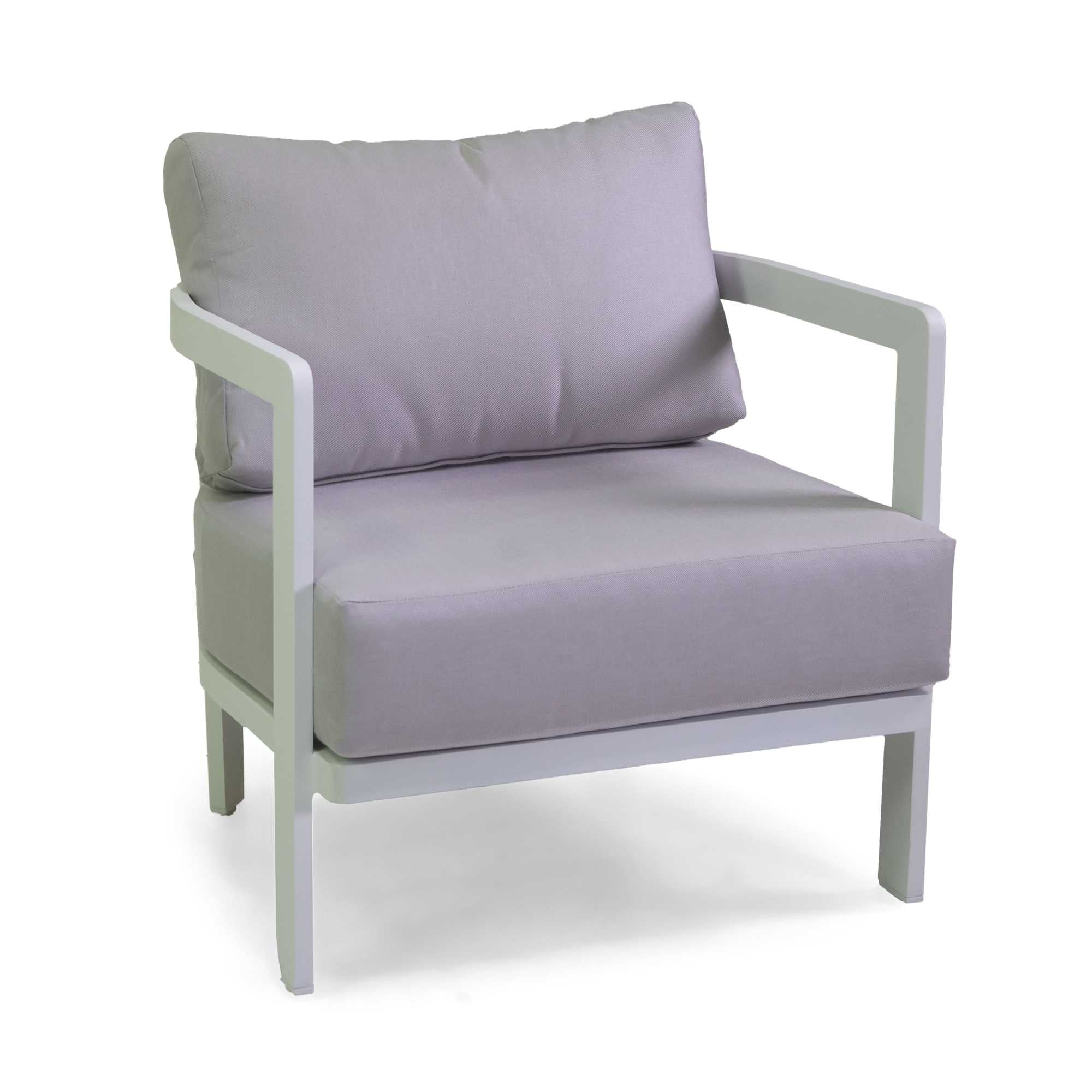 Salotto alluminio Aledo 2 posti bianco c/cuscini grigio chiaro