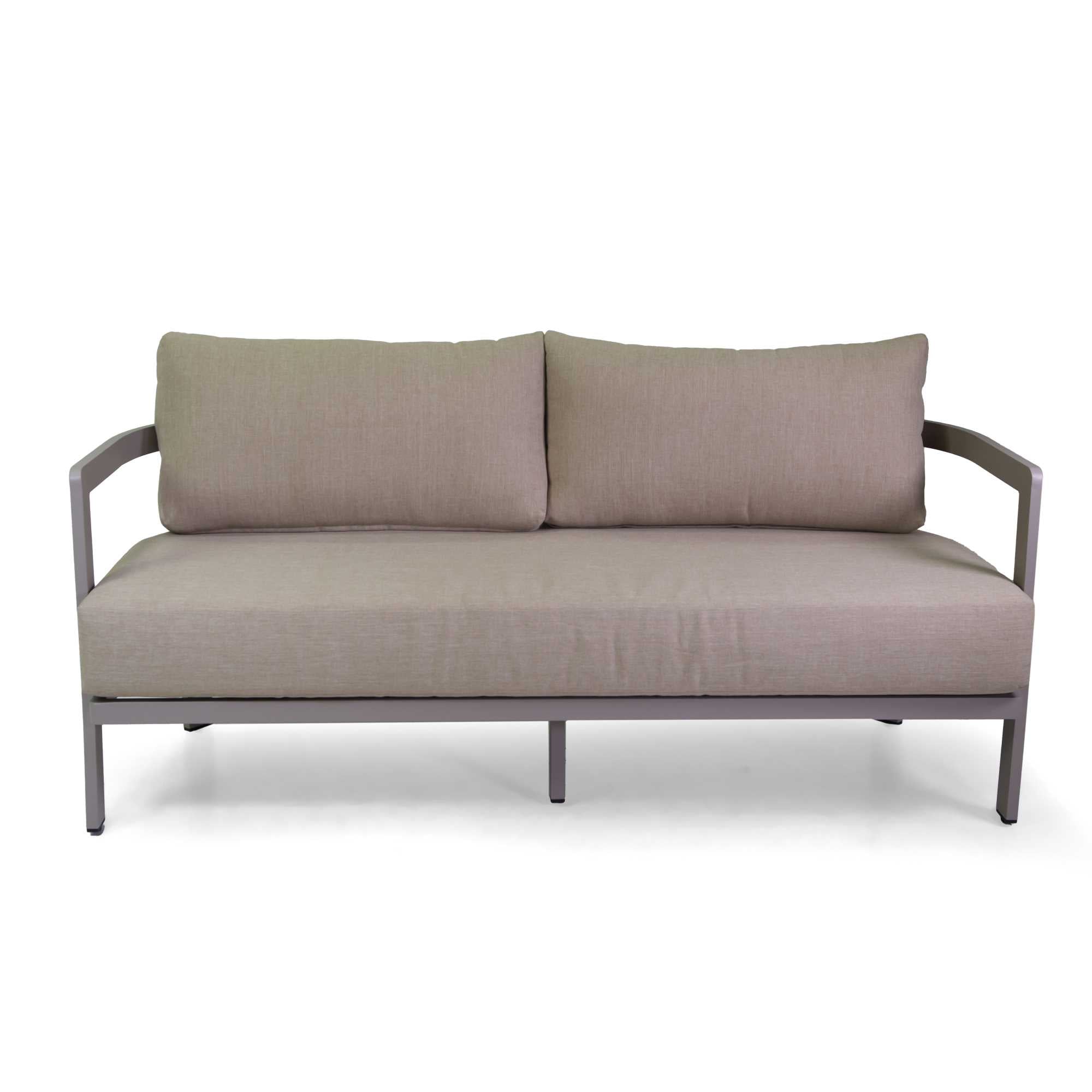 Salotto alluminio Aledo 2 posti tortorac/cuscini beige