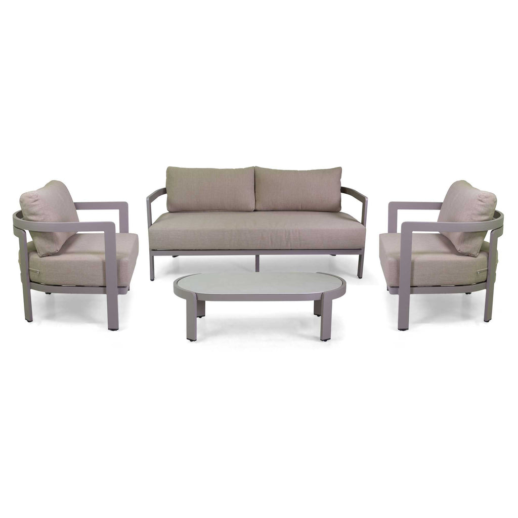 Salotto alluminio Aledo 2 posti tortorac/cuscini beige
