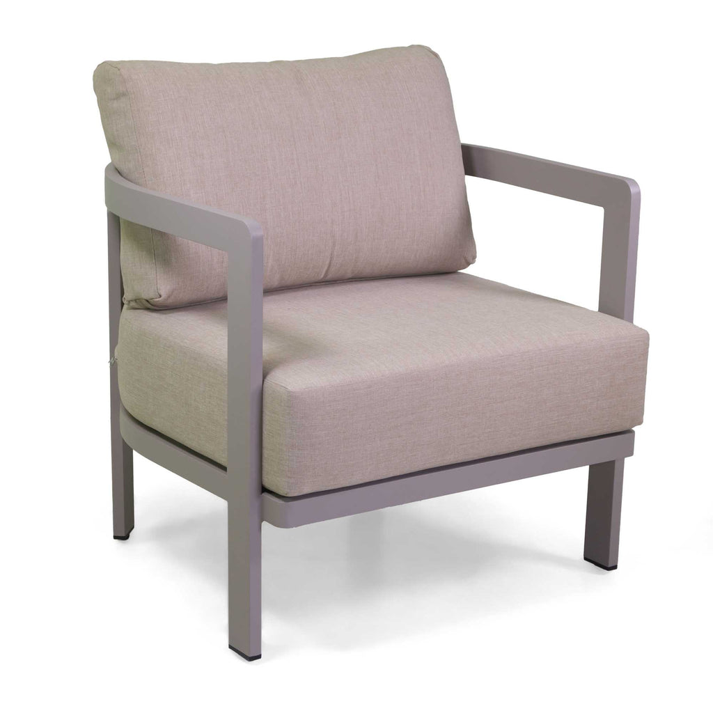 Salotto alluminio Aledo 2 posti tortorac/cuscini beige