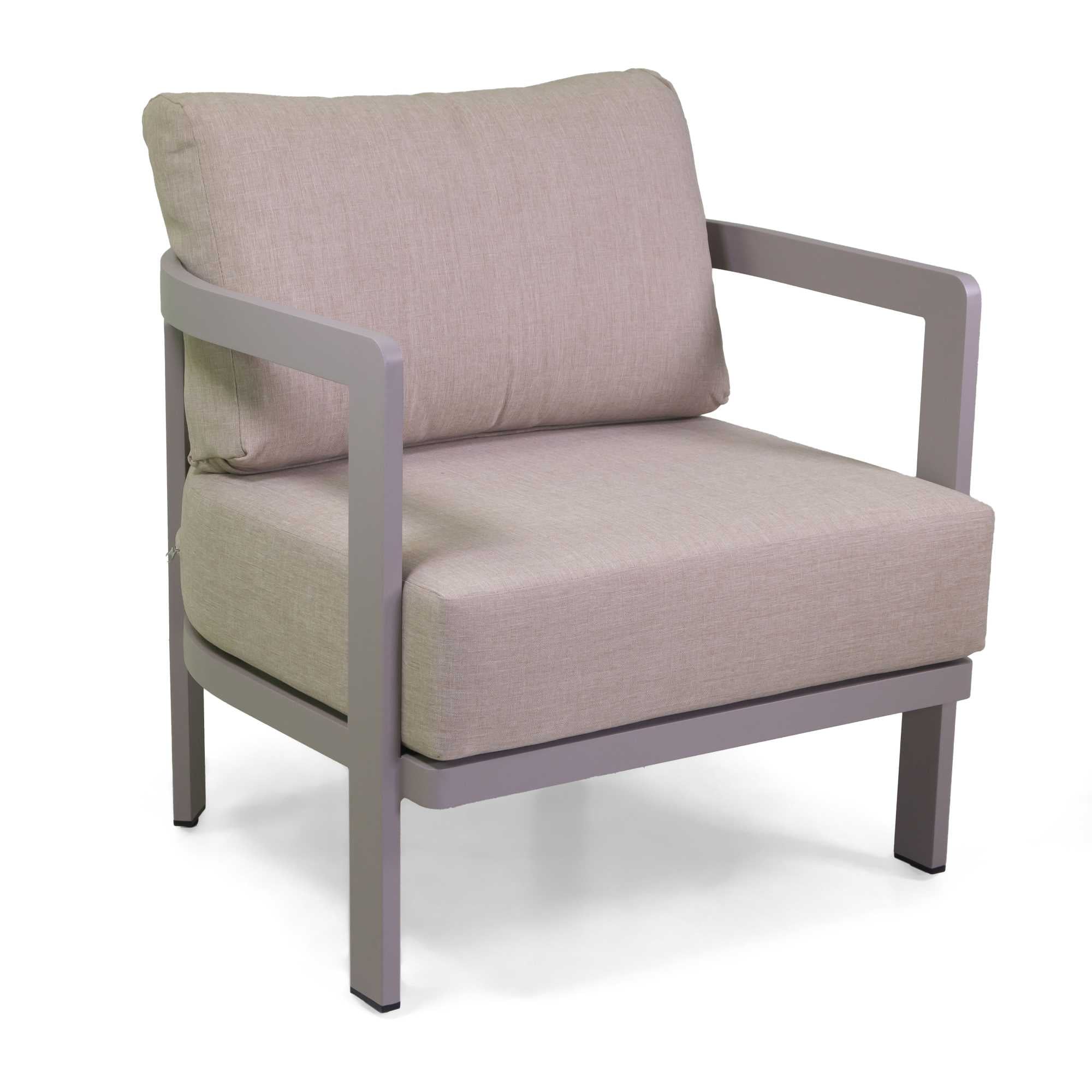 Salotto alluminio Aledo 2 posti tortorac/cuscini beige