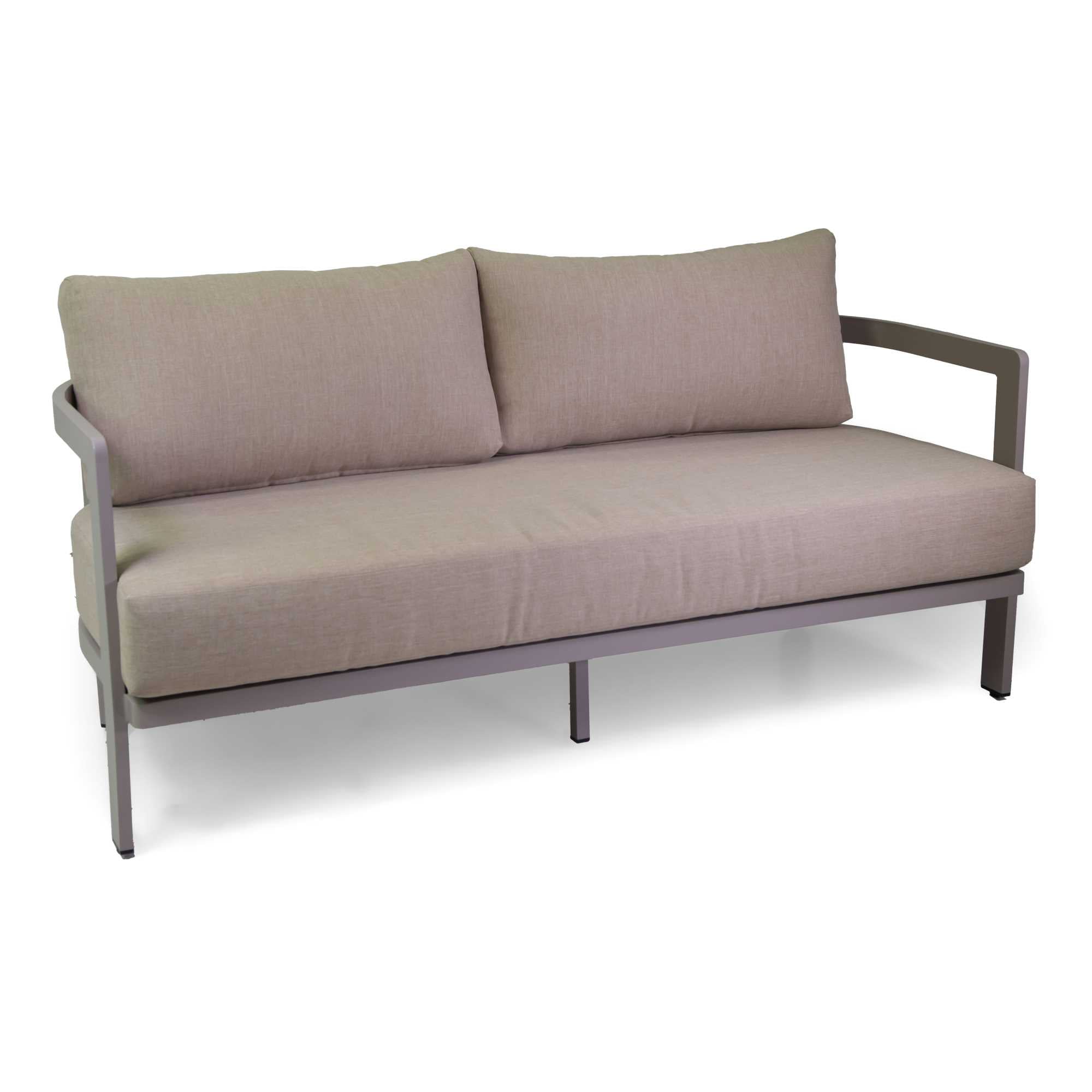 Salotto alluminio Aledo 2 posti tortorac/cuscini beige