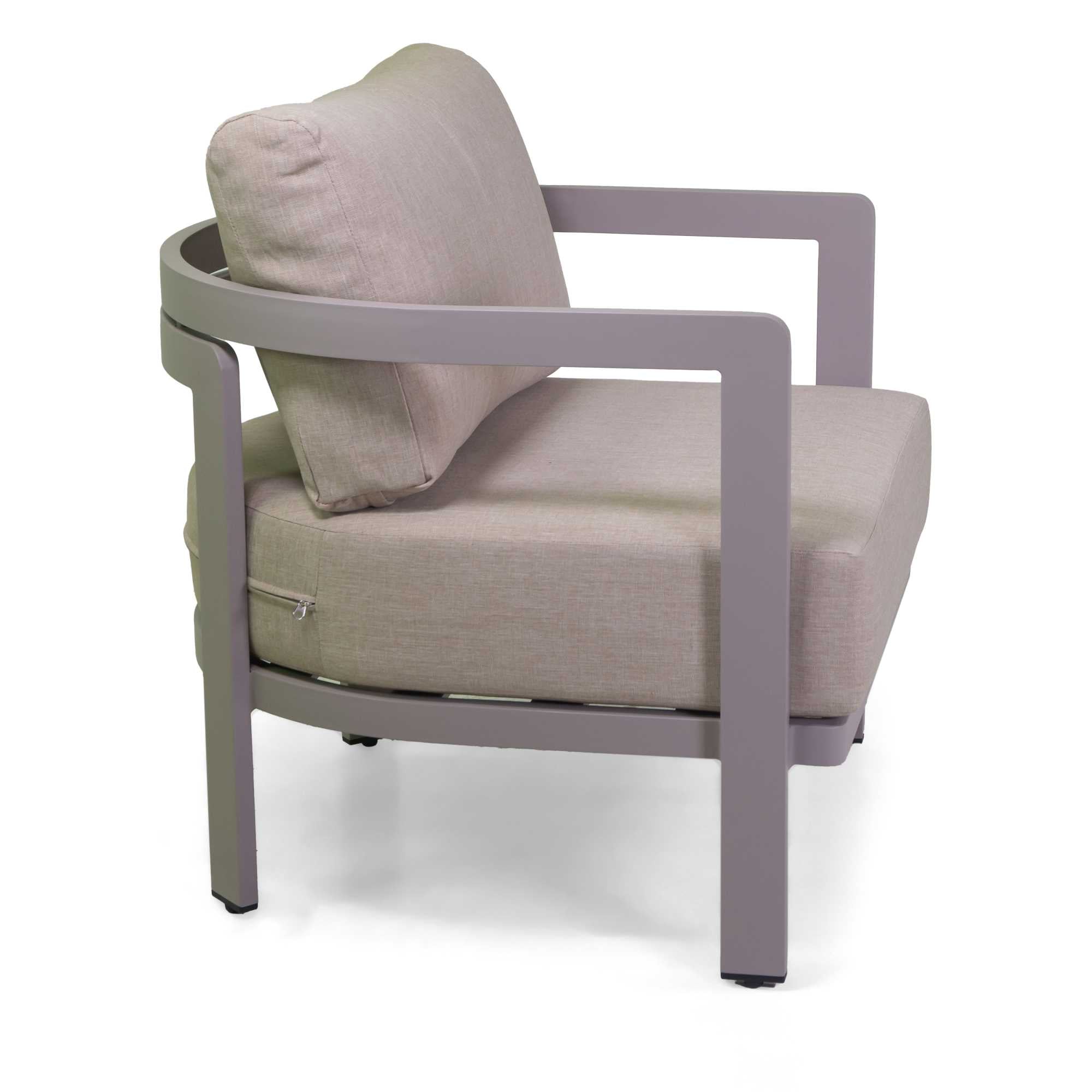 Salotto alluminio Aledo 2 posti tortorac/cuscini beige