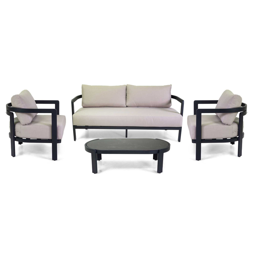 Salotto alluminio Aledo 2 posti antracite c/cuscini beige