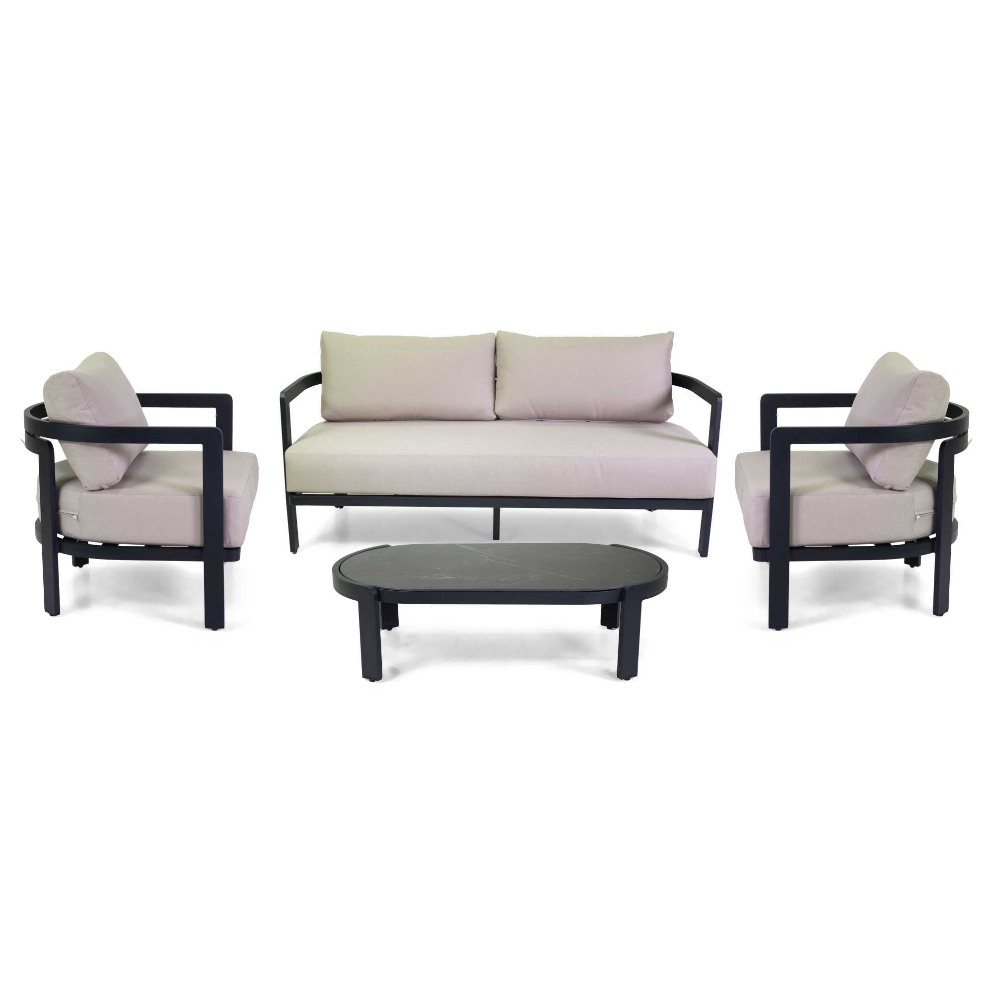 Salotto alluminio Aledo 2 posti antracite c/cuscini beige