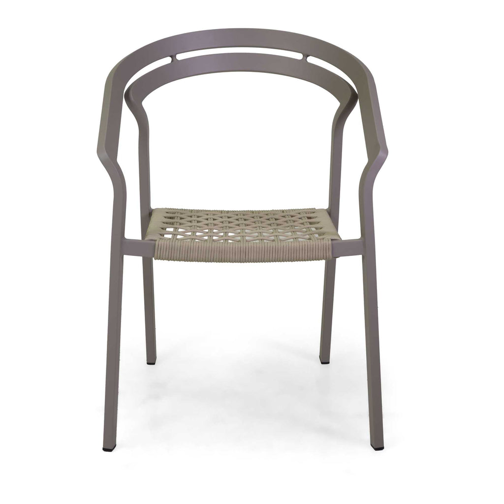 Poltrona alluminio Aledo tortora c/corda beige cm57x58,5h85