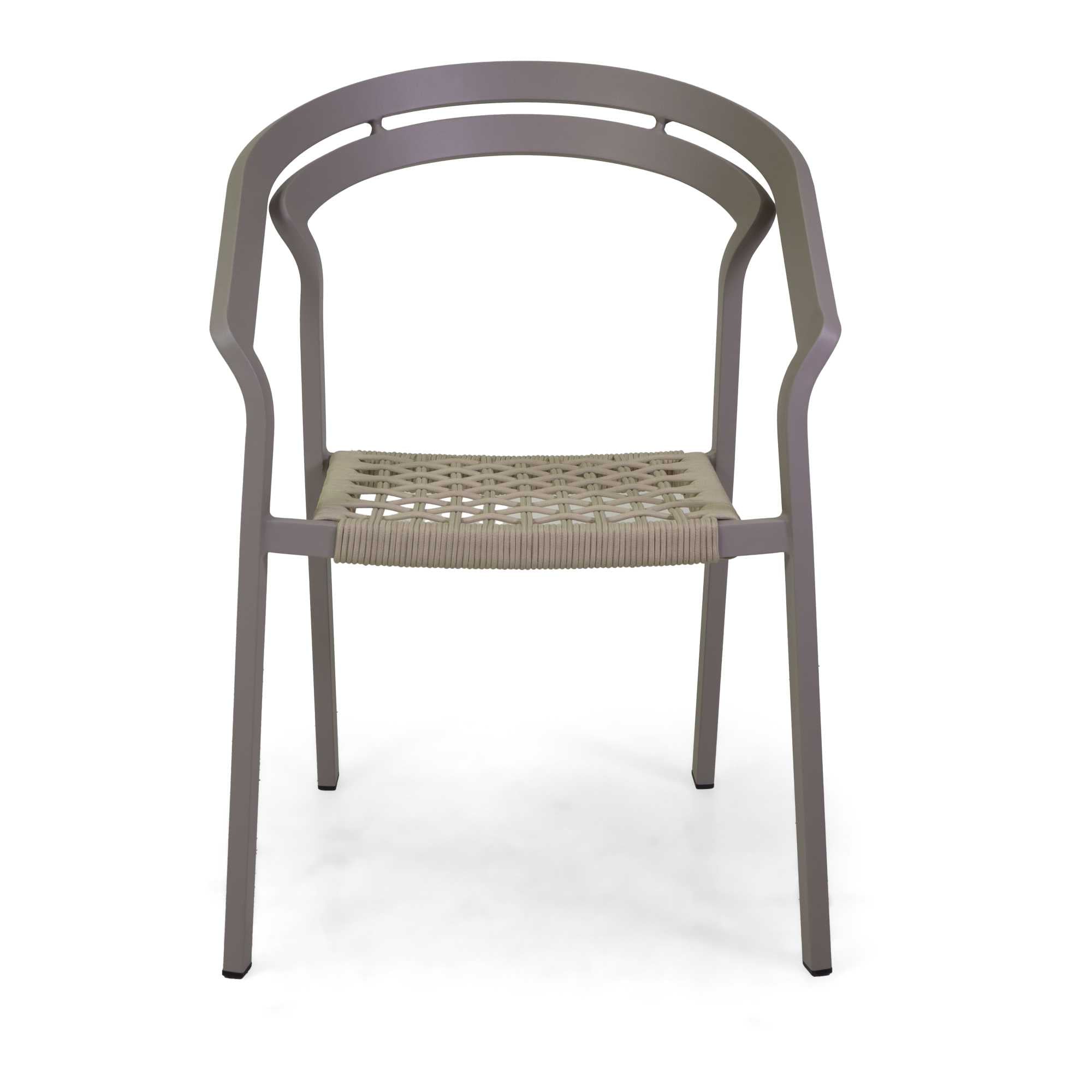 Poltrona alluminio Aledo tortora c/corda beige cm57x58,5h85
