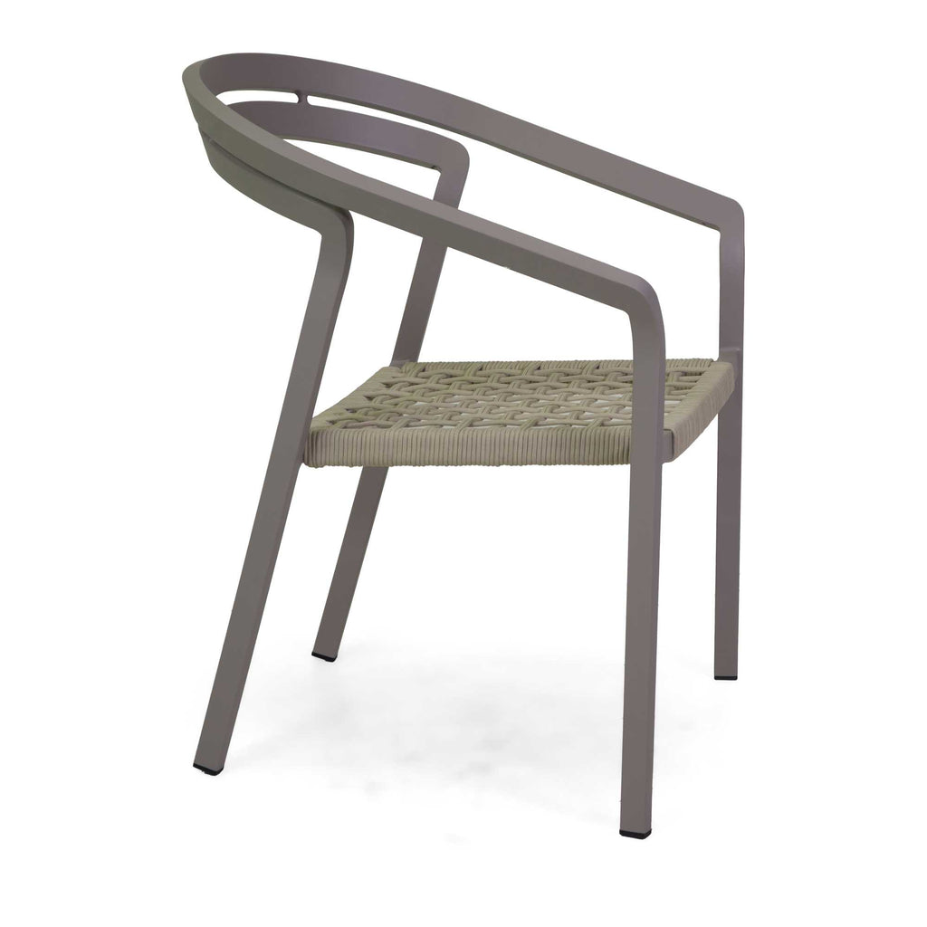Poltrona alluminio Aledo tortora c/corda beige cm57x58,5h85
