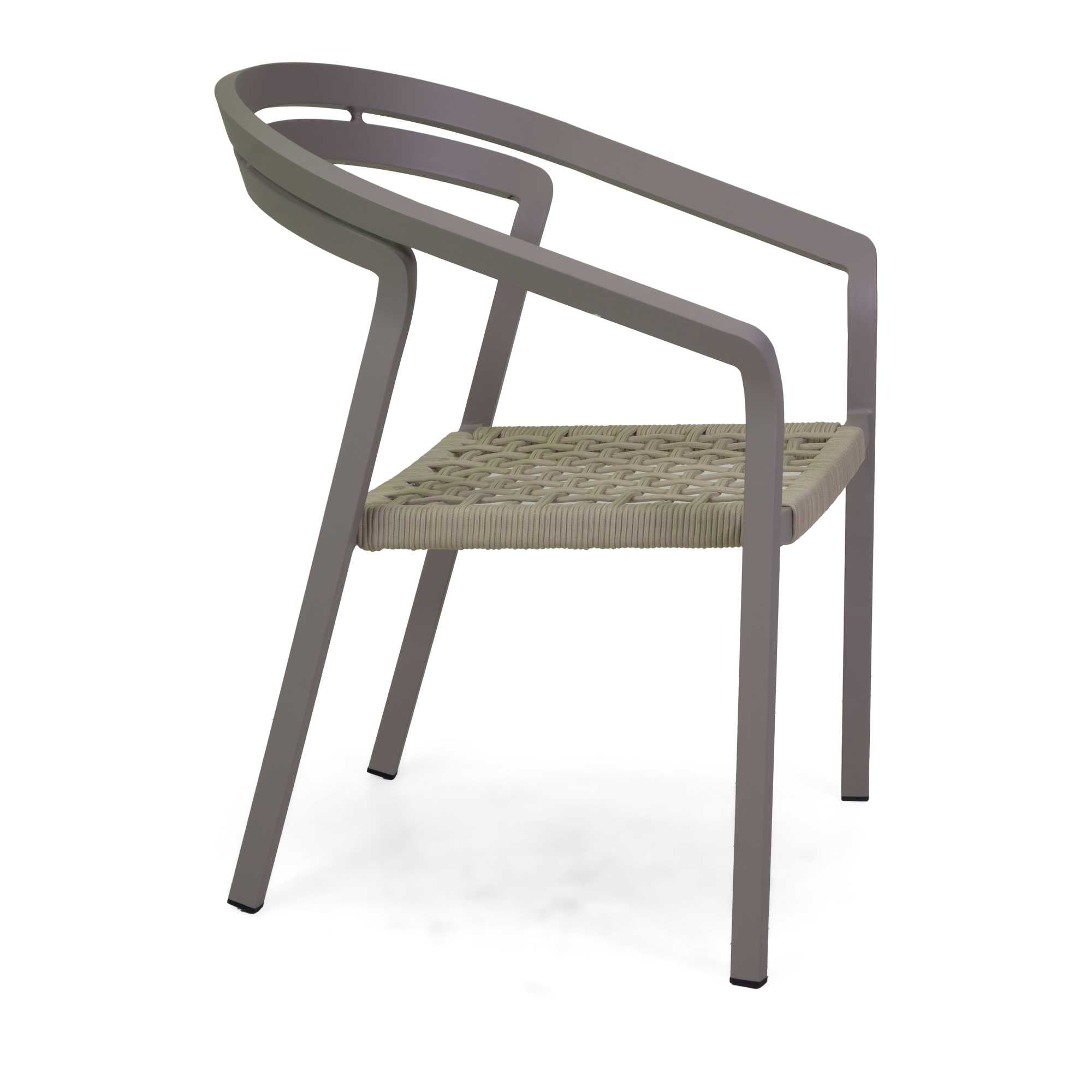 Poltrona alluminio Aledo tortora c/corda beige cm57x58,5h85