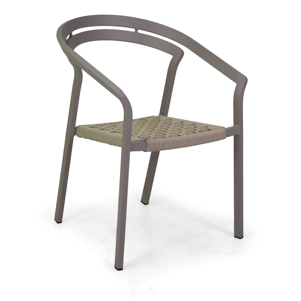 Poltrona alluminio Aledo tortora c/corda beige cm57x58,5h85