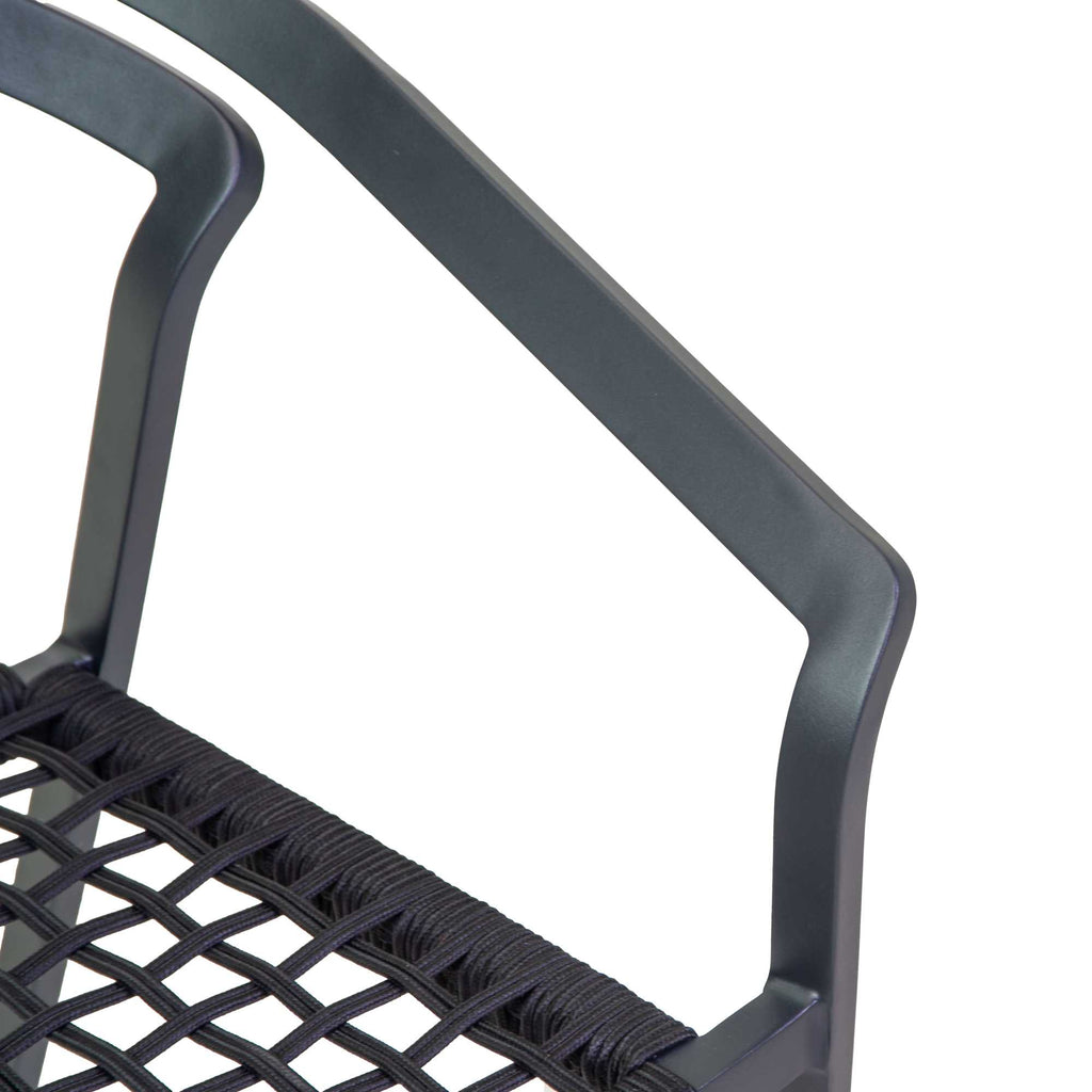 Poltrona alluminio Aledo antracite c/corda nero cm57x58,5h85