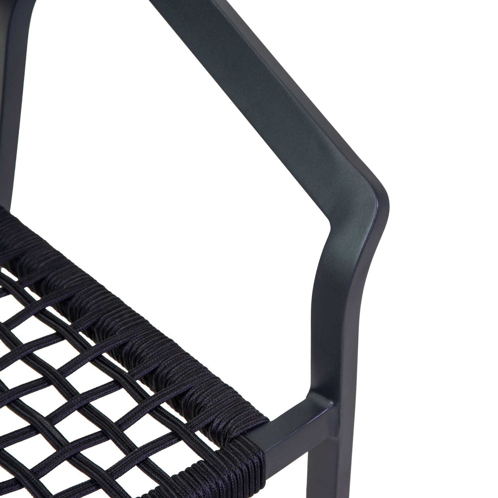 Poltrona alluminio Aledo antracite c/corda nero cm57x58,5h85