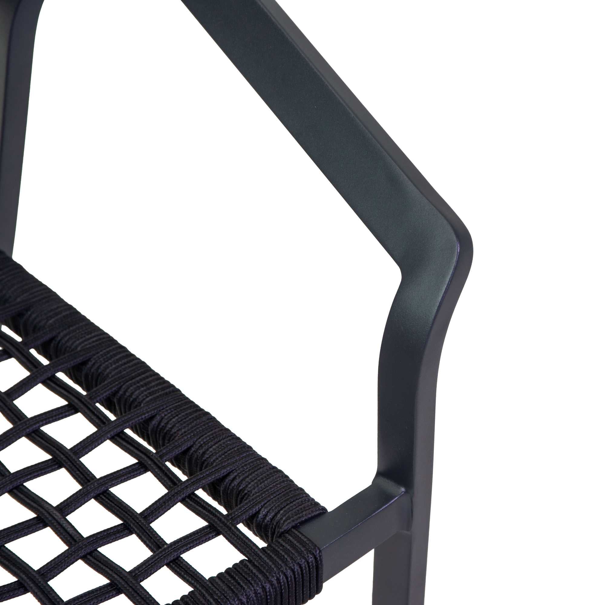 Poltrona alluminio Aledo antracite c/corda nero cm57x58,5h85