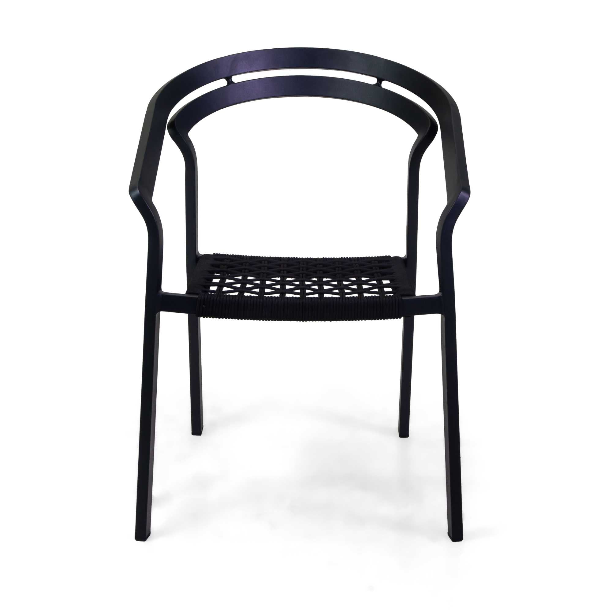 Poltrona alluminio Aledo antracite c/corda nero cm57x58,5h85