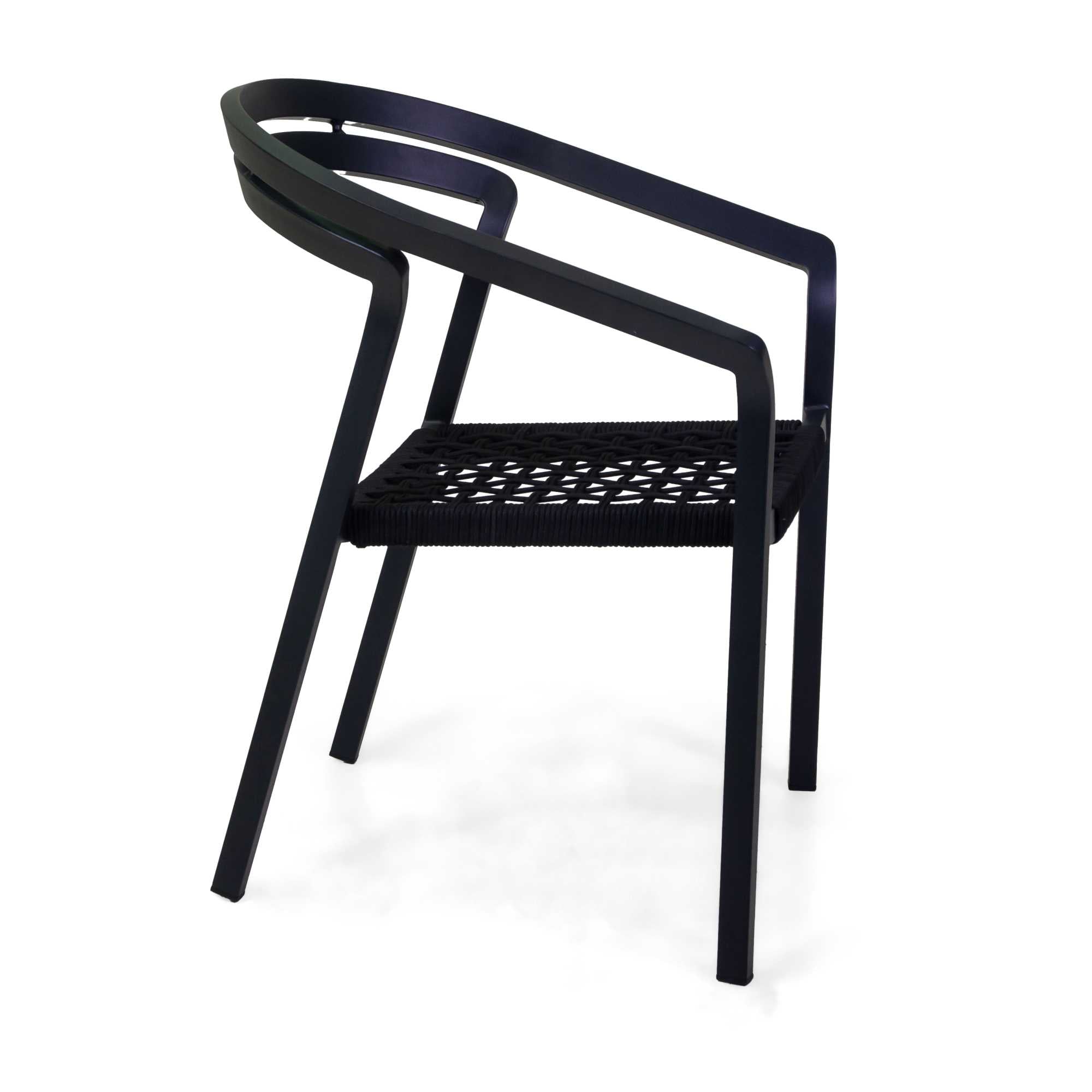 Poltrona alluminio Aledo antracite c/corda nero cm57x58,5h85